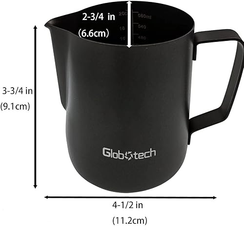 Miniatura 14 de Jarra de espuma de leche de acero inoxidable de 12 onzas, 11.8 fl oz, accesorios para máquina de café expreso, jarra al vapor para tazas de café 01