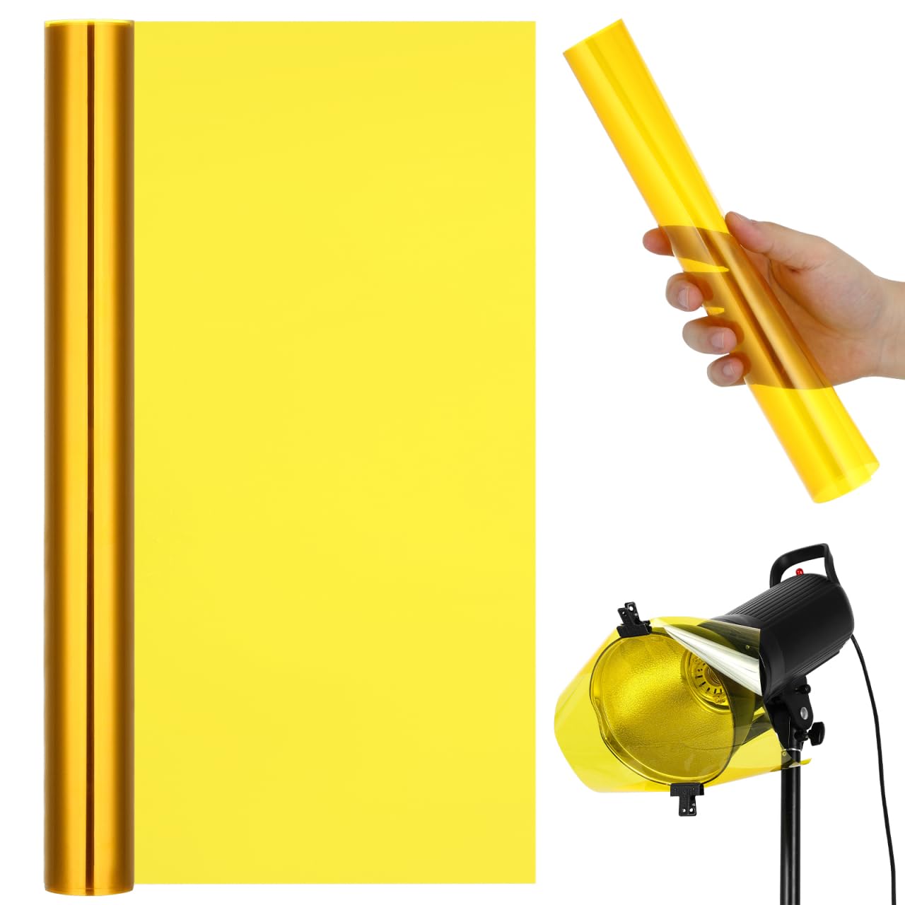 ERINGOGO Gelblich-Bernsteinfarben Lampenfolie 200x30cm Farbfilter EIN Led Lichtfilterfolie Farbfolie FüR Fotografie Stroboskop Lampen Warmlicht Diffusorfolie Lichtkorrektur AtmosphäRischer