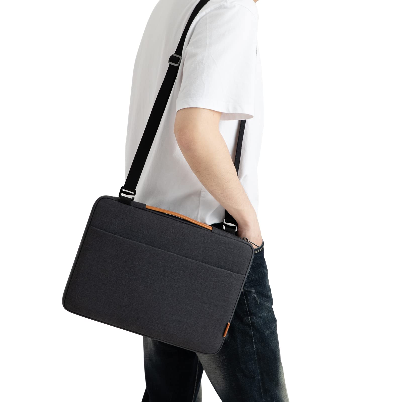 DOMISO 17,3 pollici Laptop Bag Cover Impermeabile Antiurto Notebook Sleeve Custodia Borsa a Tracolla Protettiva per HP Pavilion 17,3 pollici HP Envy 17/HP 17/MSI/Lenovo IdeaPad 321, Nero