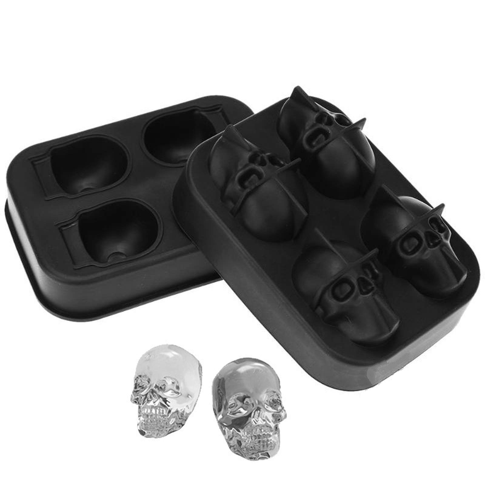 Circular Silicone DIY Creative Ice Cube Ice Molds for Bars with 4 Skull Ice Tray Molds