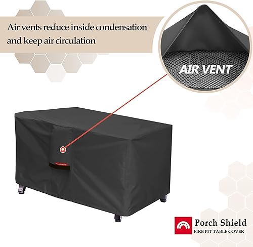 Miniatura 5 de Porch Shield Cubierta para fogata de patio, impermeable, 600D, rectangular, para exteriores, protector de caja de cubierta, 48 x 28 pulgadas, color