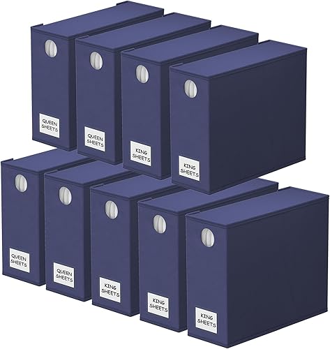 Vista 21 de SpaceAid Paquete de 6 Organizadores y Almacenamiento de Sábanas de Cama, Organizador de Sábanas Plegable con Ventana para Armario de Ropa Blanca