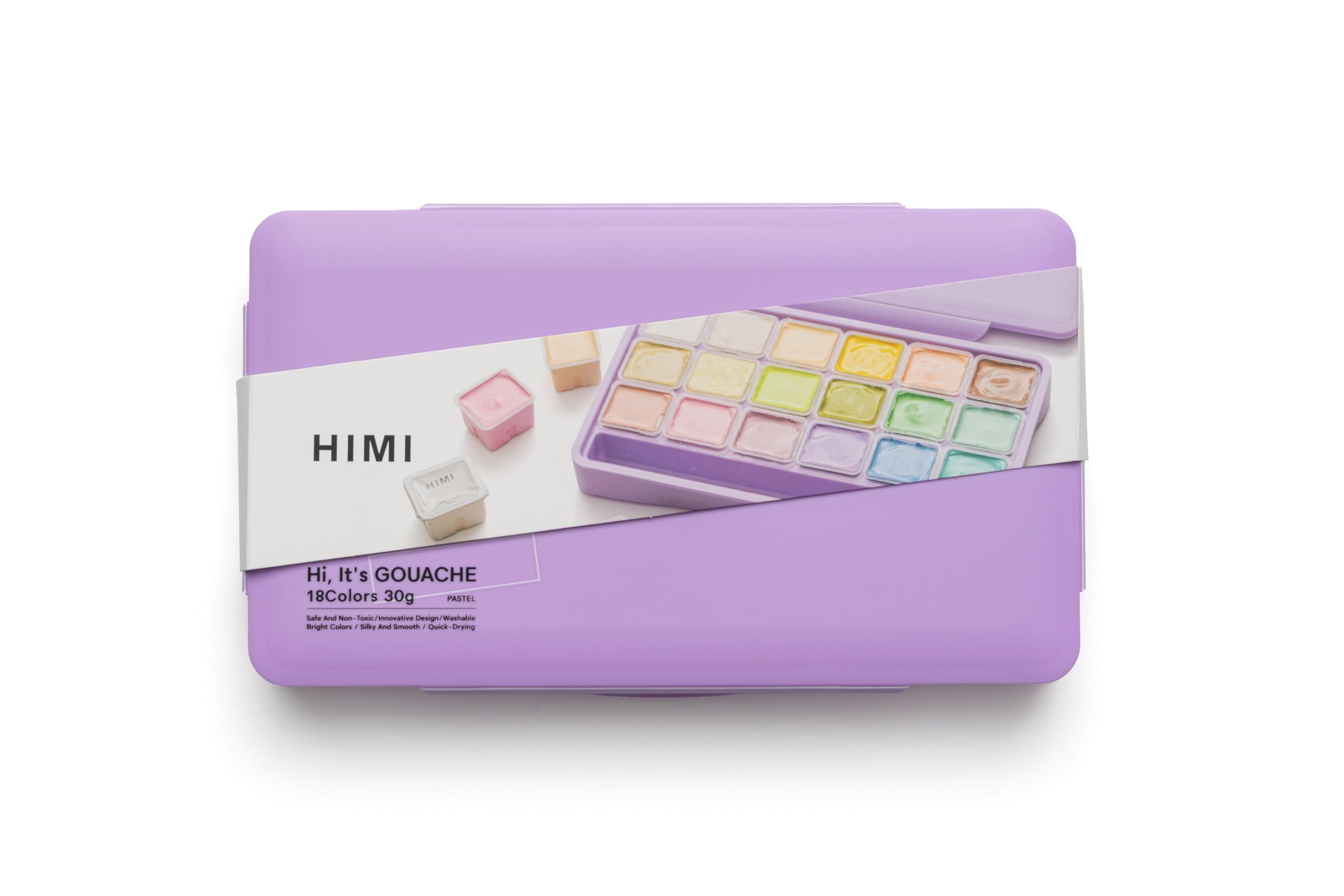 Jelly Cup Gouache Set 18 Paint Colours, Purple Case, Add Water to Reactivate, Smooth, Rich Colours, Gift, Artist Art Supplies, Large Scale Art Work to Fine Details, Ready to Use Gouache Colors