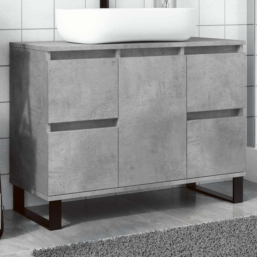Armario de baño 80x33x60 cm Madera Mecanizada Gris Hormigón