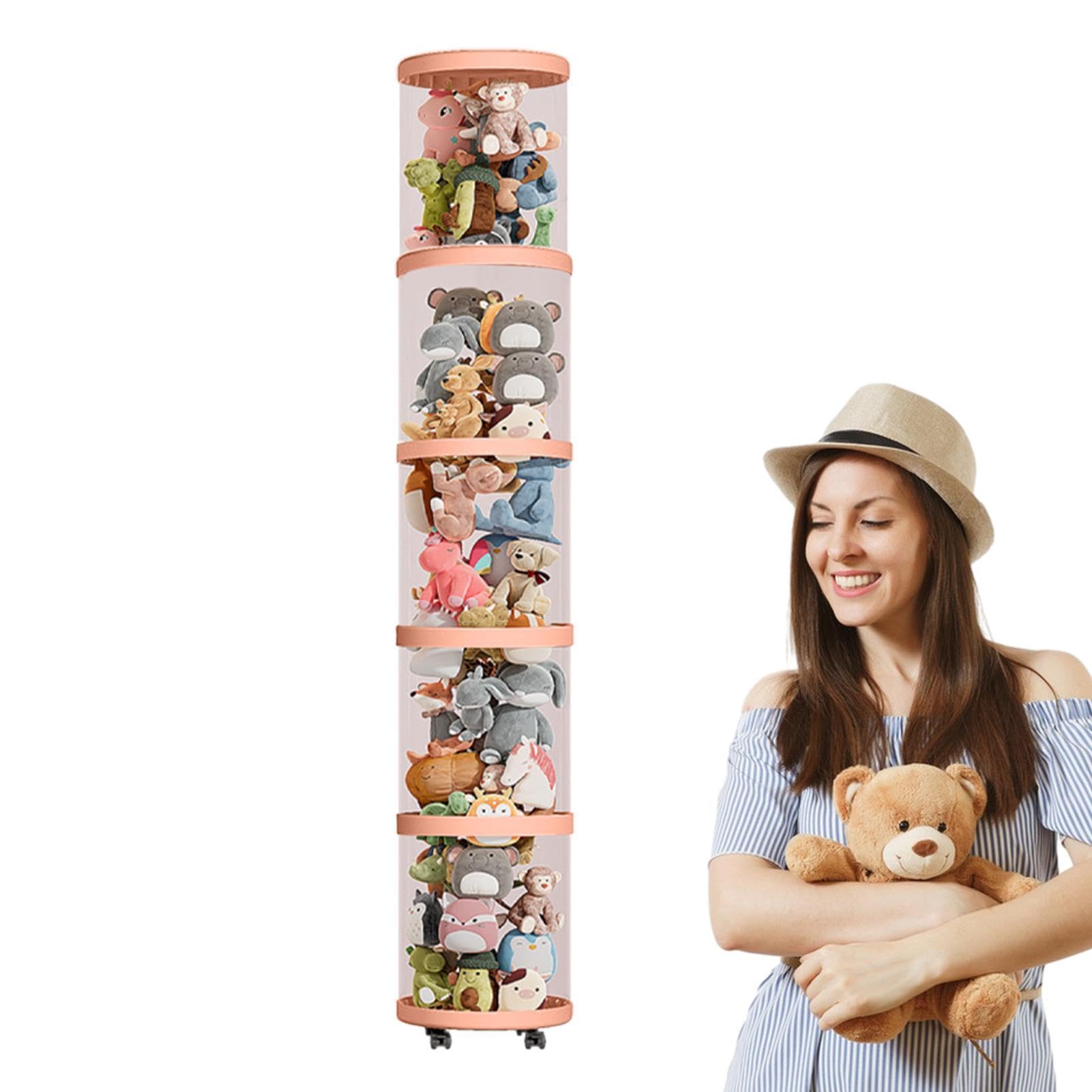 Tube de rangement pour animaux en peluche vertical avec roues amovibles