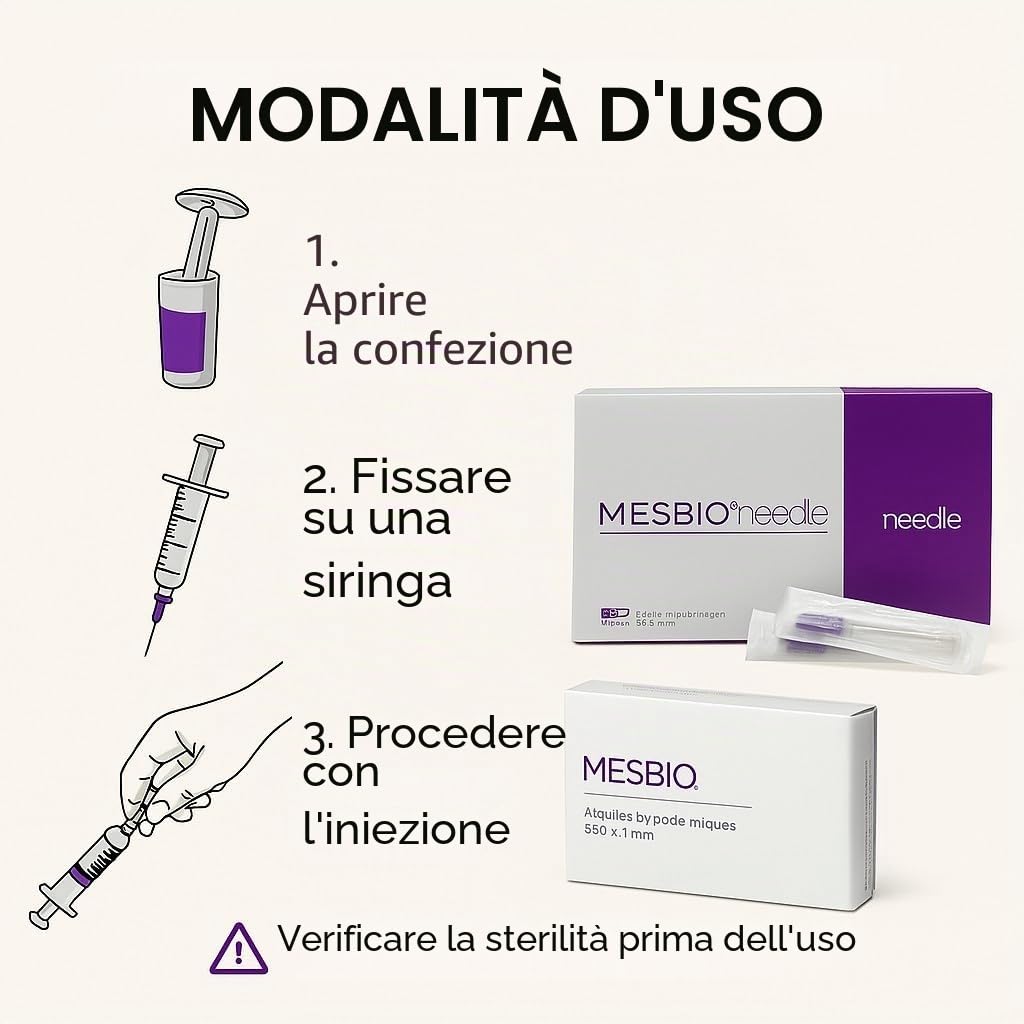 Ago medico 32 G x 4 mm – Confezione da 100 aghi microneedling sterili, micro needling viso, ago siringa medica, per iniezione e cura microneedling professionale