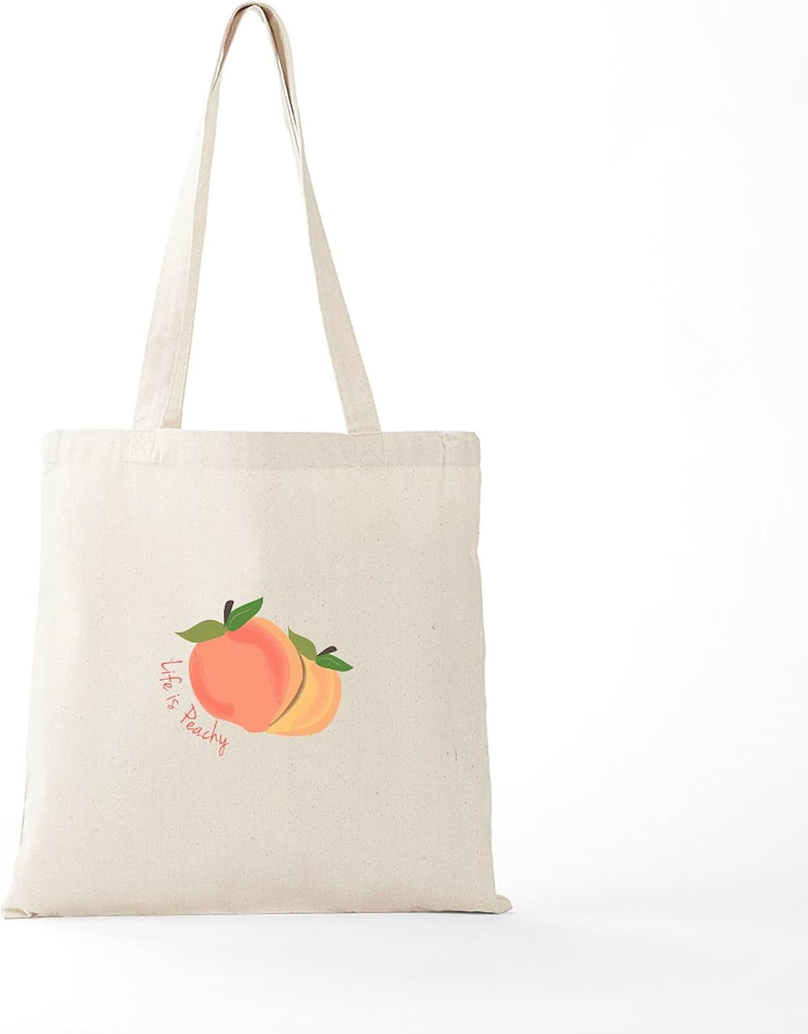 CafePress Life Is Peachy Tote Bag Natural Canvas Tote Bag, Reusable Shopping Bag