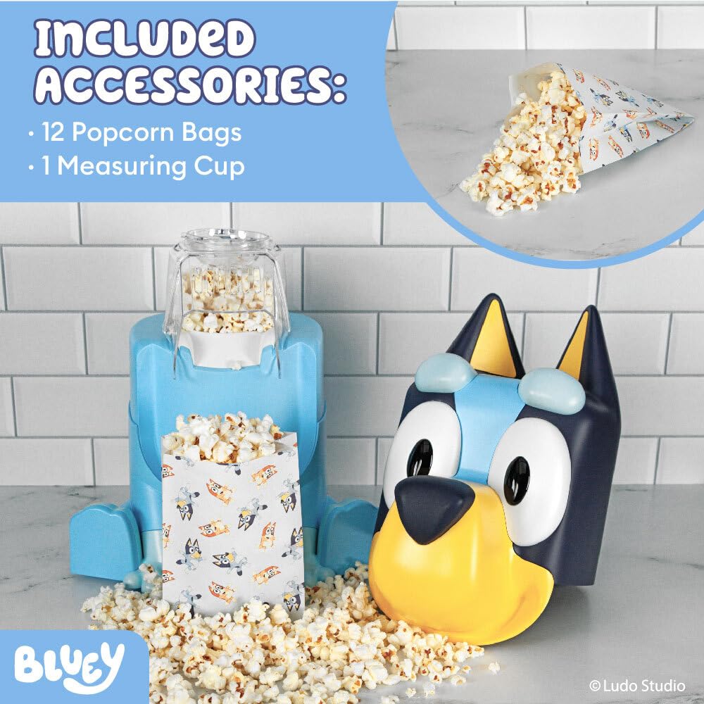 Uncanny Brands Bluey Popcorn Maker Oil-Free Electric Hot Air Popper with 12 Paper Bags - Officially Licensed product thumbnail 7