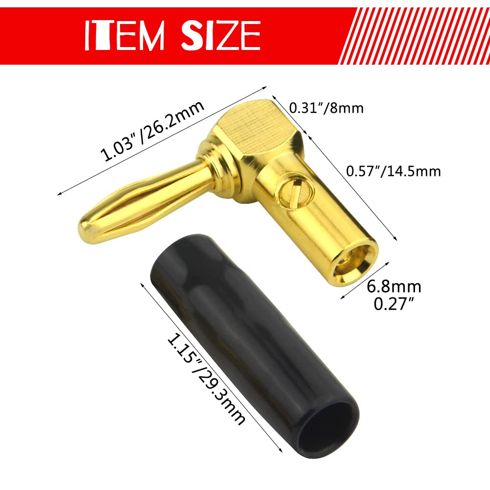 WMYCONGCONG 8 PCS Right Angle Banana Plugs 90 Degree Screw Type Speaker Connector Audio Jack Connectors - Image 2
