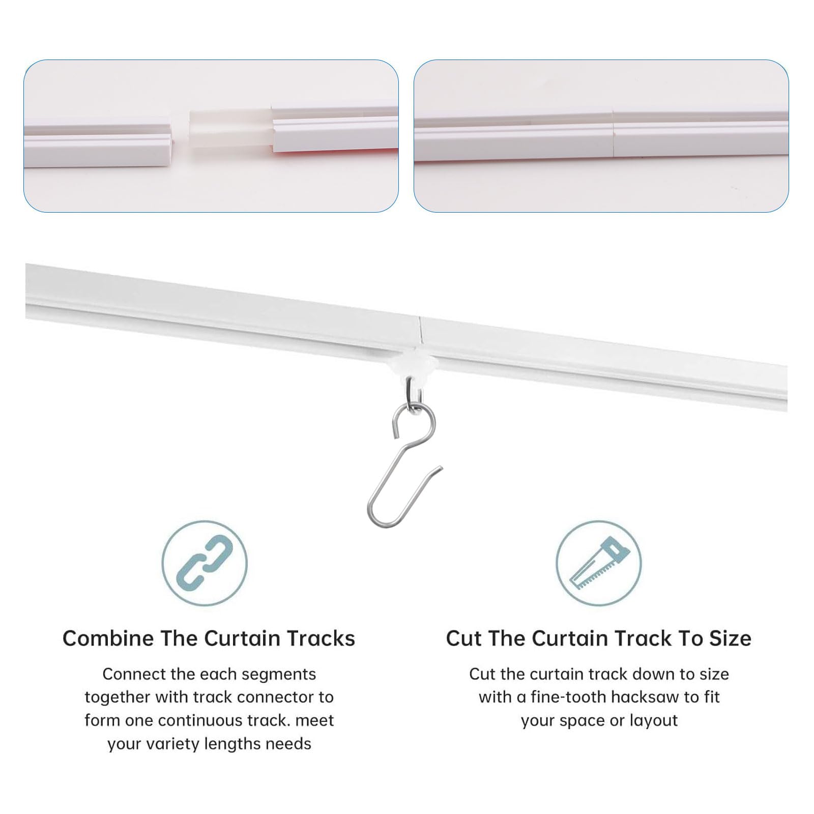 INCREWAY Binario per tenda da soffitto o parete, adesivo per soffitto, divisorio per stanza, senza trapano, senza viti, ganci per tende da bagno e doccia