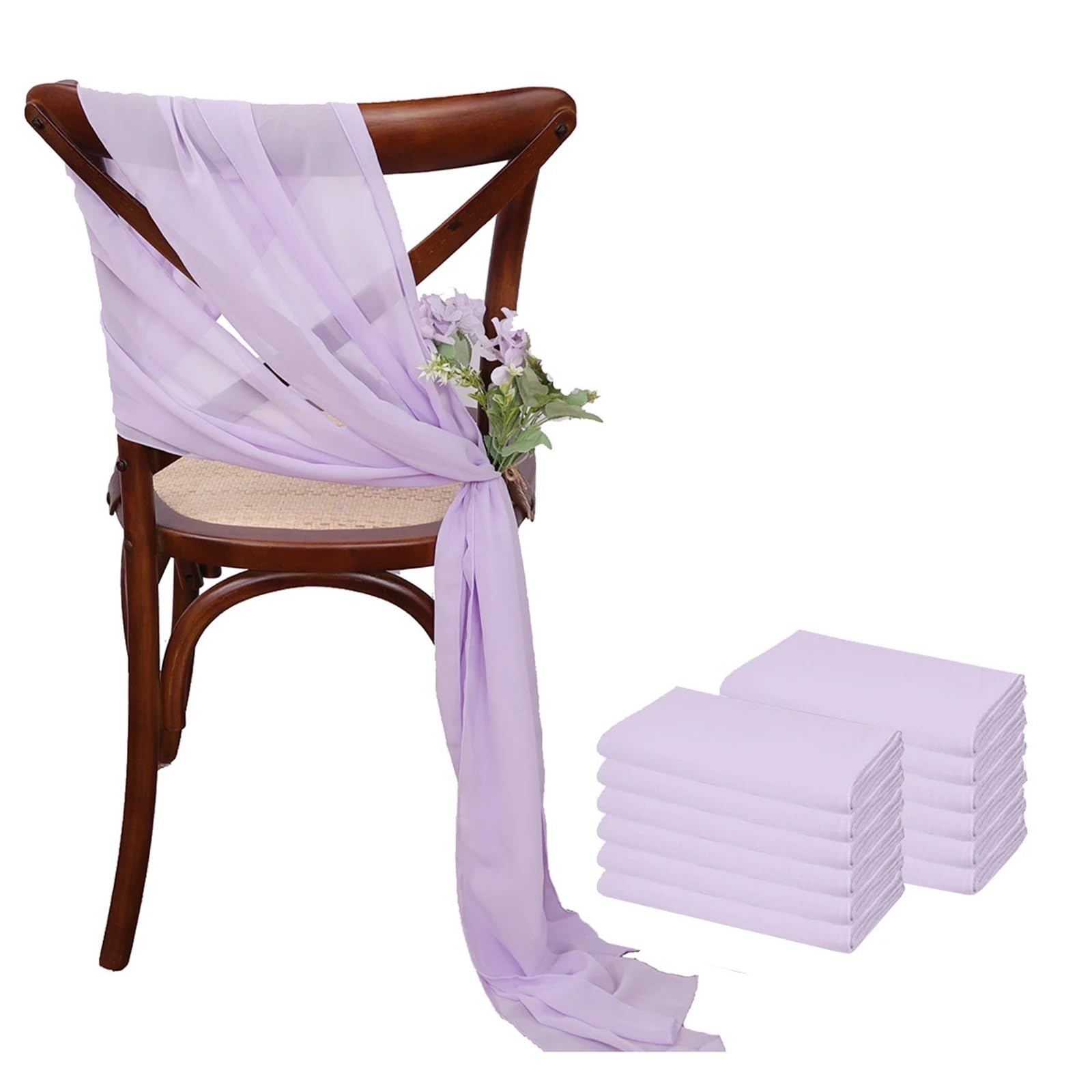 RRYPBOVG Chair Ribbon 17x275cm Sage Green Chiffon Chair Sashes Wedding Covers Ribbon Party Aisle Decor(Purple,50PCS)