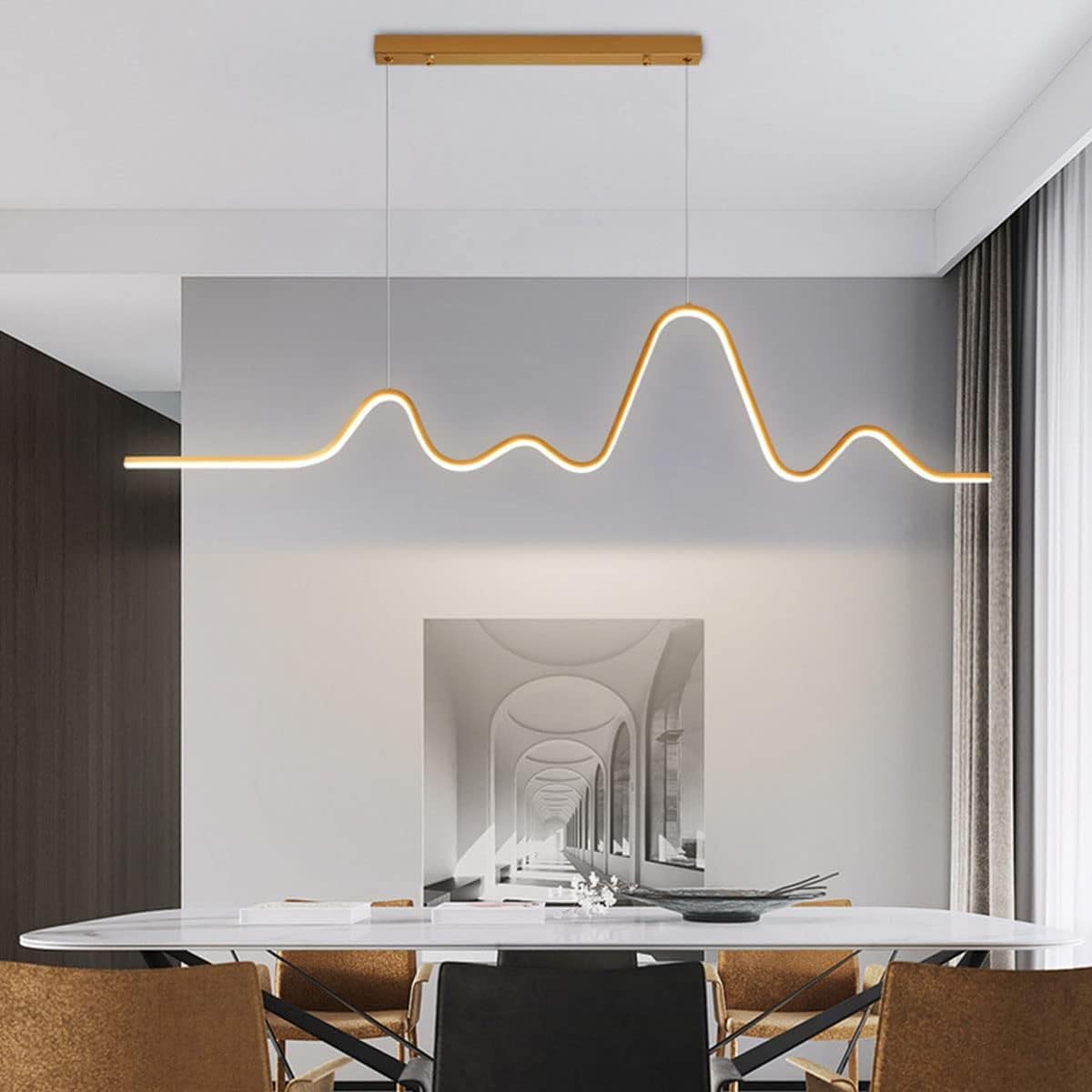 LED Dining Room Pendant Light Linear Design Pendant Lamp Height Adjustable Pendant Light for Dining Table Chandelier-image-5