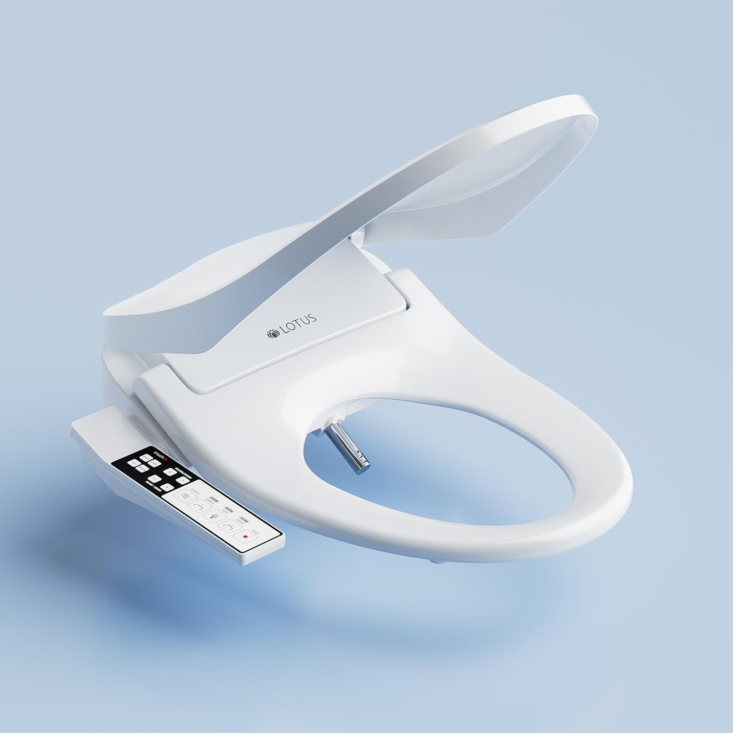 Lotus Bidet Seat ATS-850 Elongated Slim Heated Toilet Seat with Adjustable Warm Water Wash Side Control Panel Stainless
