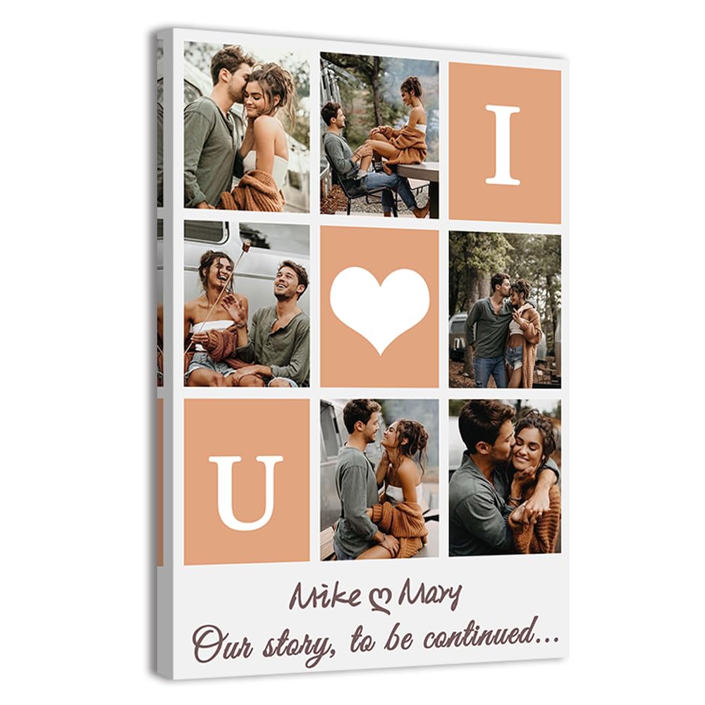ZQQART Custom Canvas Collage Prints with Your Photos Personalized Multi Photos Print on Canvas Customized Gifts for Couple Mom Dad Framed(Red,16"x24"(40x60cm))