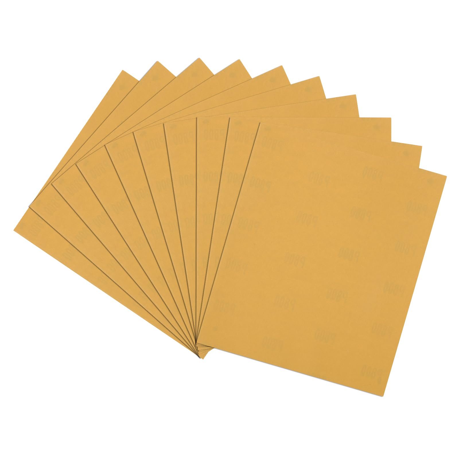 Rebower 10 Pcs 800 Grit Sandpaper, 9 x 11 Inch Sand Paper Alumina Abrasive Sanding Paper [ for Wood Craft & Furniture Repair & DIY Projects & Drywall Metal Auto Grinding], Gold