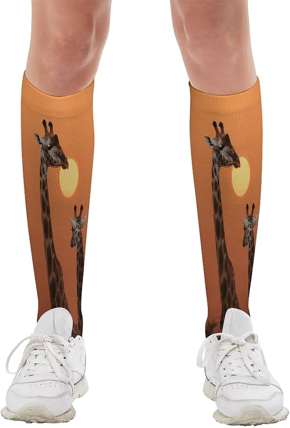Giraffe at Sunset Mid-Calf Socks Women Warm Knee High Socks Cozy Hiking Skiing Soft Boot Mid Calf Stocking Unisex