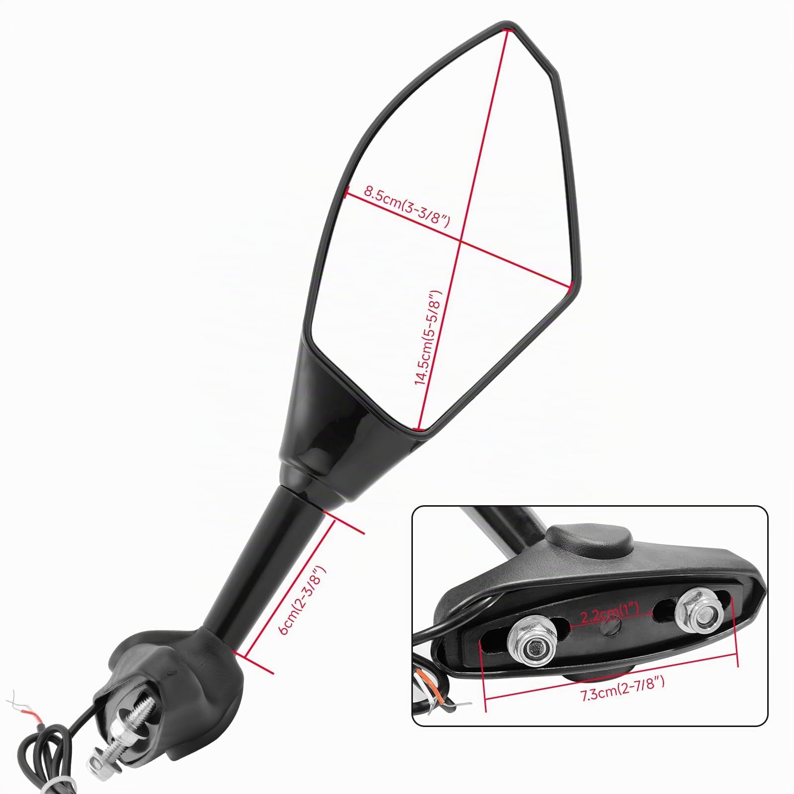 Specchietto Retrovisore Universale per Moto con Indicatore di Direzione a LED Freccia Indicatore Moto Specchietti Retrovisori Laterali CBR GSXR YZF CBR929RR GSXR1000- Nero Lucido