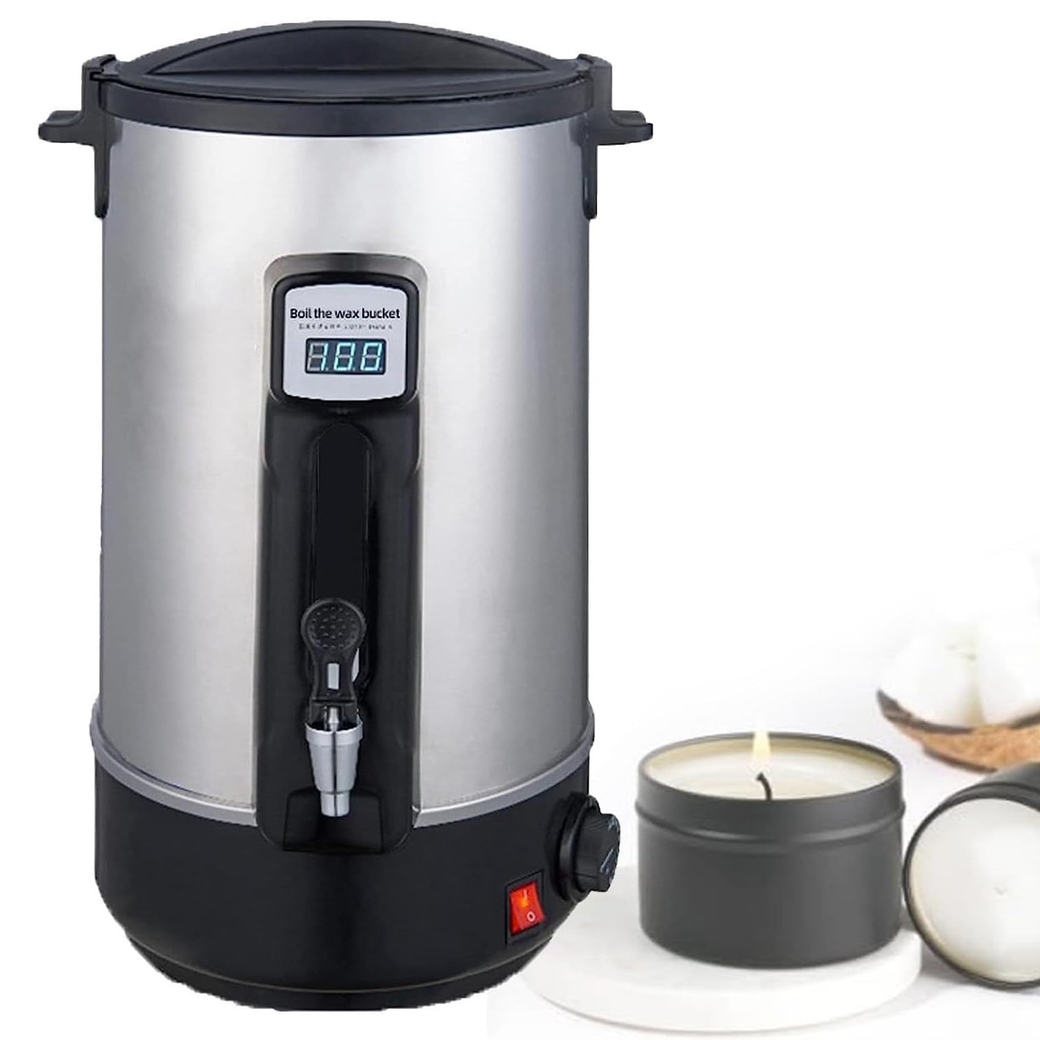 Olla para derretir Velas, derretimiento de Cera para Hacer Velas con Control de Temperatura con Boquilla de núcleo Calefactor y diseño Inferior, Tanque de fusión de Cera de Soja,10.8L