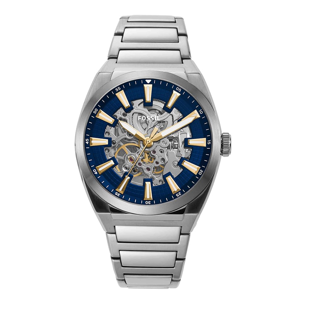 Fossil Watch for Women Everett, Automatic Movement, 42 mm Silver Stainless Steel Case with a Stainless Steel Strap, ME3220