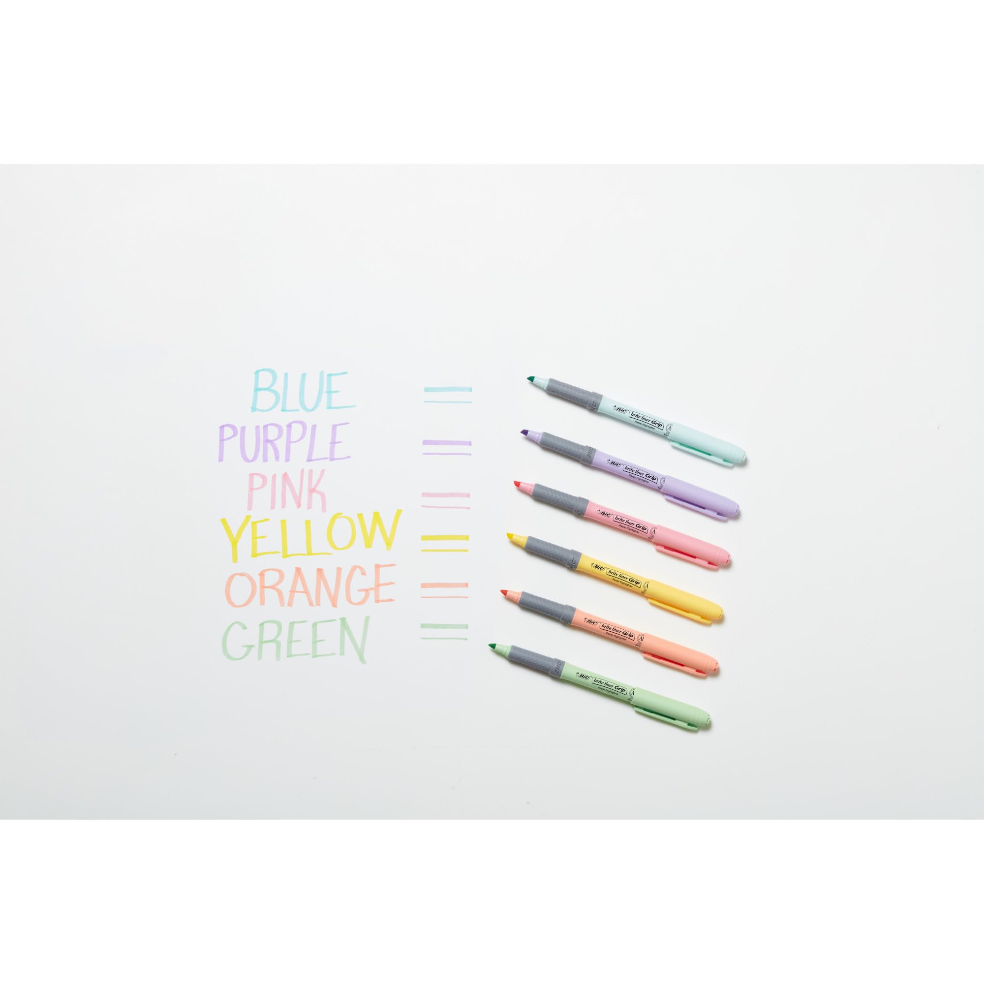 BIC GBLDP61AST Brite Liner Grip Pocket Highlighter Assorted - Pack of 6
