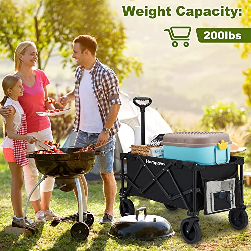 image for Homgava Collapsible Folding Wagon Cart,Outdoor Beach Wagon,Heavy Duty 