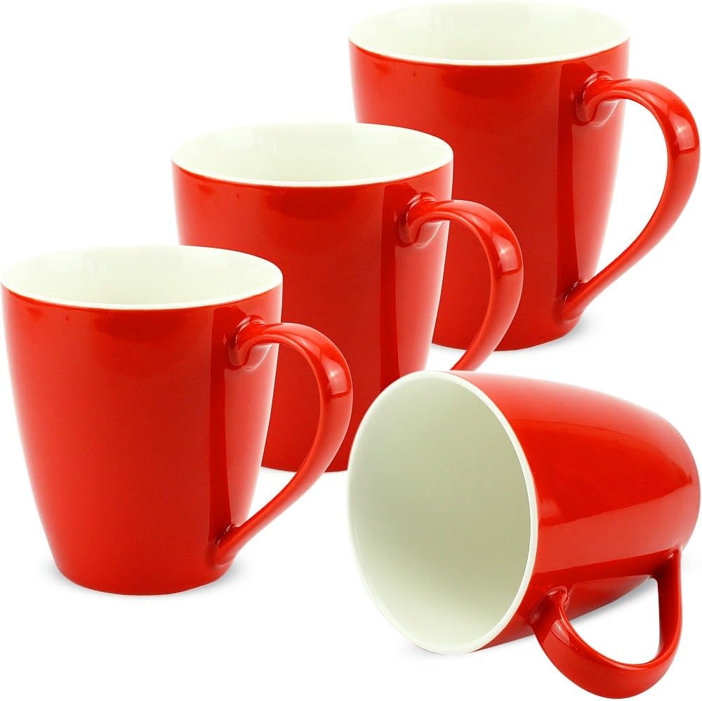 matches21 Coffee Cups Plain red Porcelain Set of 4-10 cm / 350 ml
