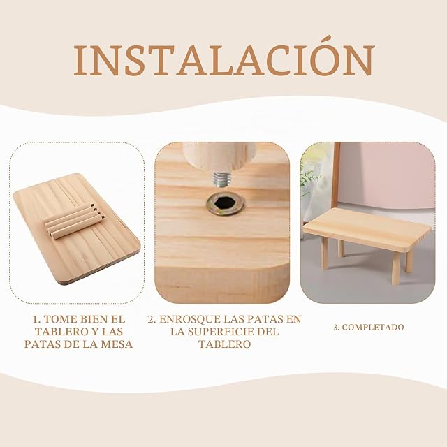 Foto 4 de 6 de YSJCHEBS 1 Mesa De Madera, Plataforma para Mini Hámster, Paisajismo para Casa De Mascotas