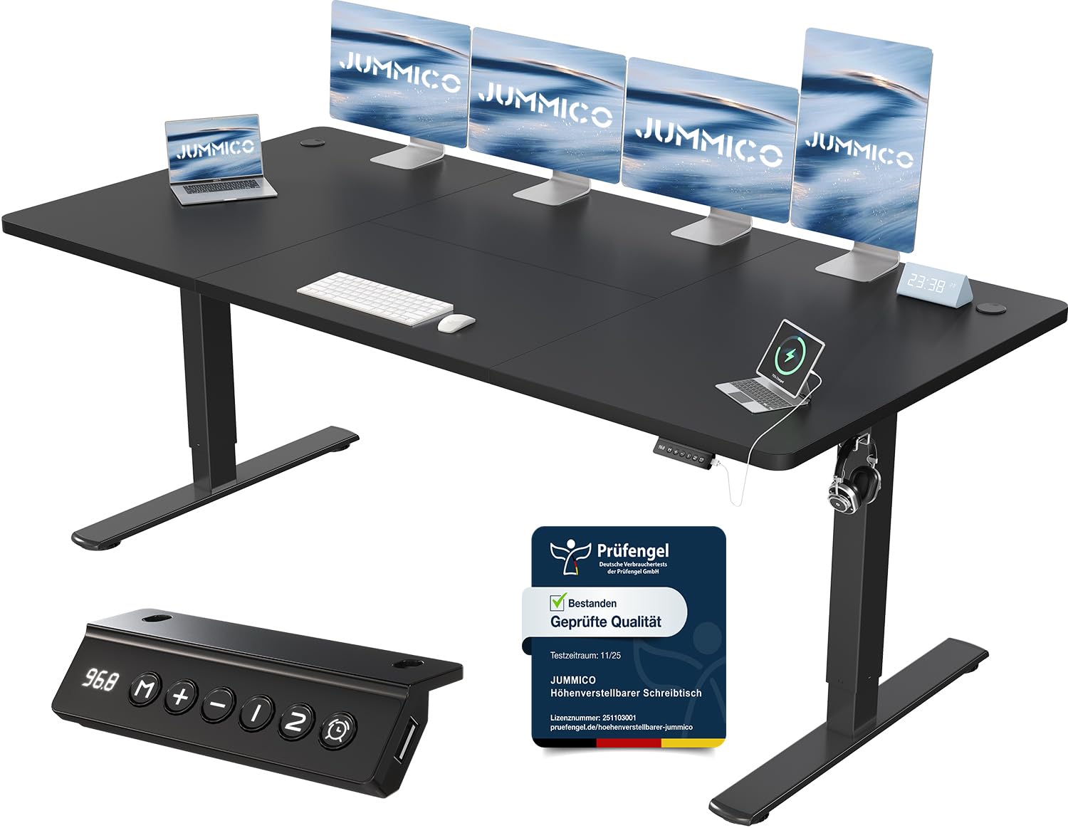 JUMMICO Höhenverstellbarer Schreibtisch Höhenverstellbar Elektrisch, Ergonomischer Steh-Sitz Tisch Stehpult Verstellbarer Computertisch,Standing Desk