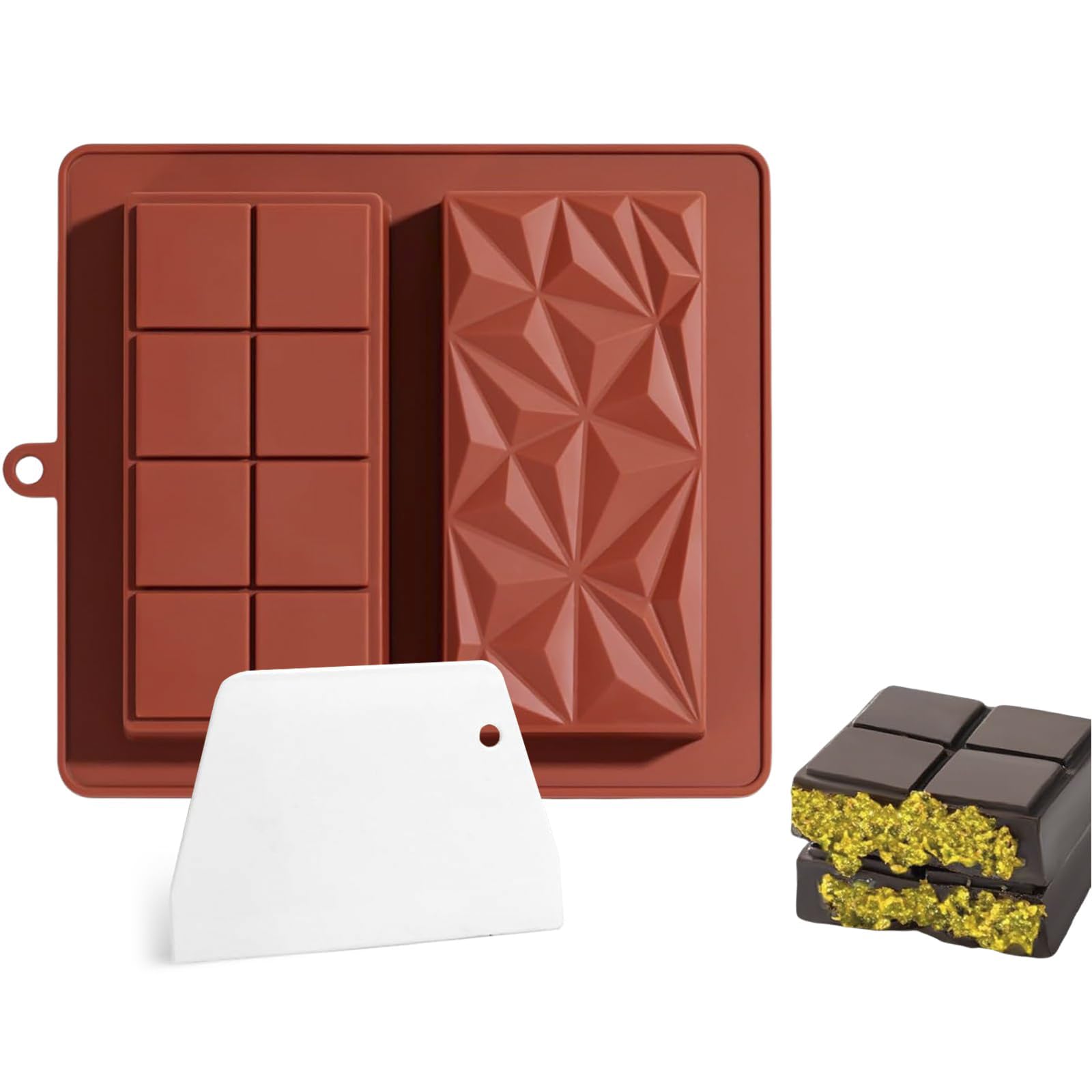 Stampo Per Cioccolato Dubai 2 In 1 - Silicone Per Barrette Spesse | Con Raschietto