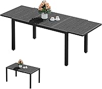 Vista 19 de SERWALL Juego de comedor para exteriores de 9 piezas, mesa de comedor expandible de 60 a 83 pulgadas y 8 sillas de polietileno de alta densidad