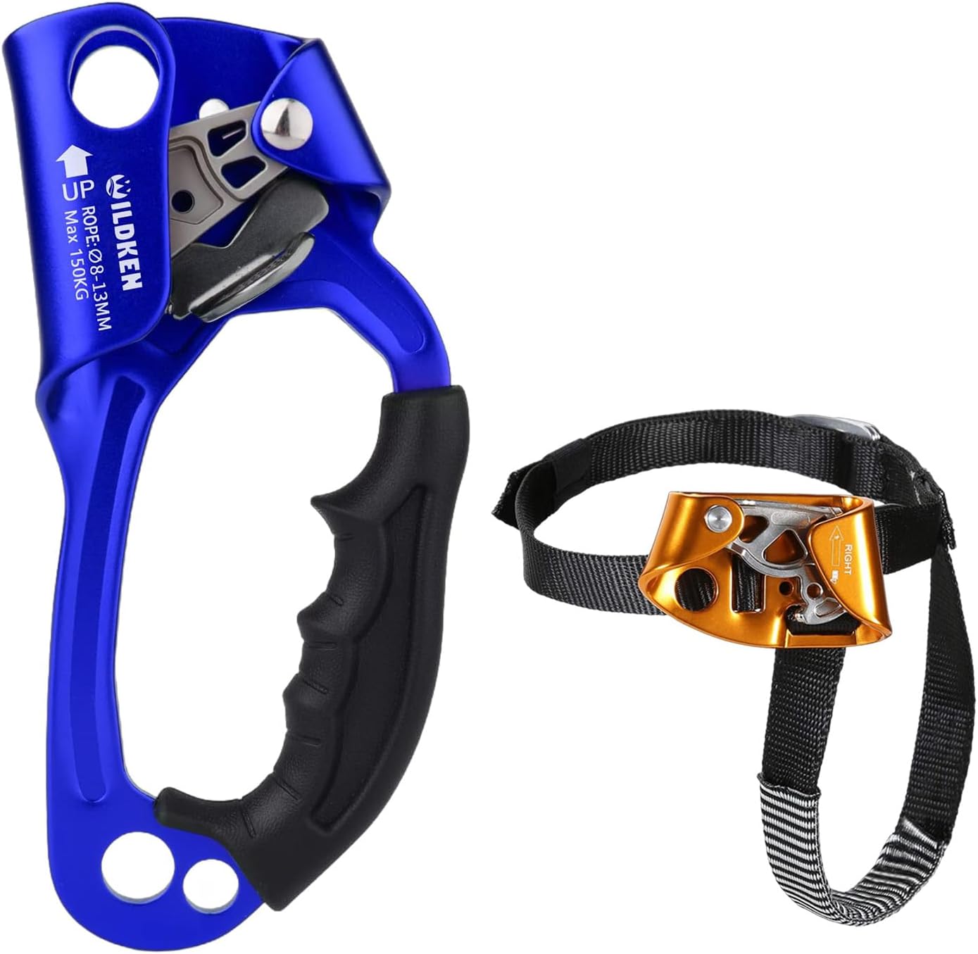 WILDKEN Climbing Hand Ascender Outdoor Mountaineering Tree Arborist Climbing Rappelling Equip, Foot Ascender Outdoor Mountaineering Tree Arborist Climbing Rappelling Equip