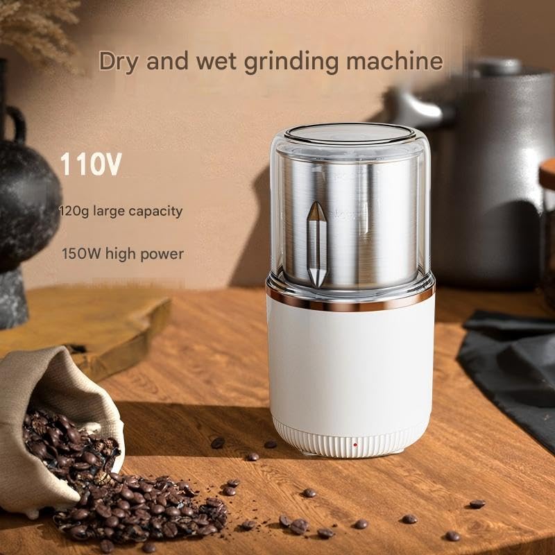 Macinacaffè Elettrico 74 Ml, Macinacaffè in Acciaio Inox 150w 23000 Giri/min, Mini Macinino per caffè, Spezie, Semi E Noci con Pulsante A Pressione, Bicchiere Rimovibile E Basso Rumore