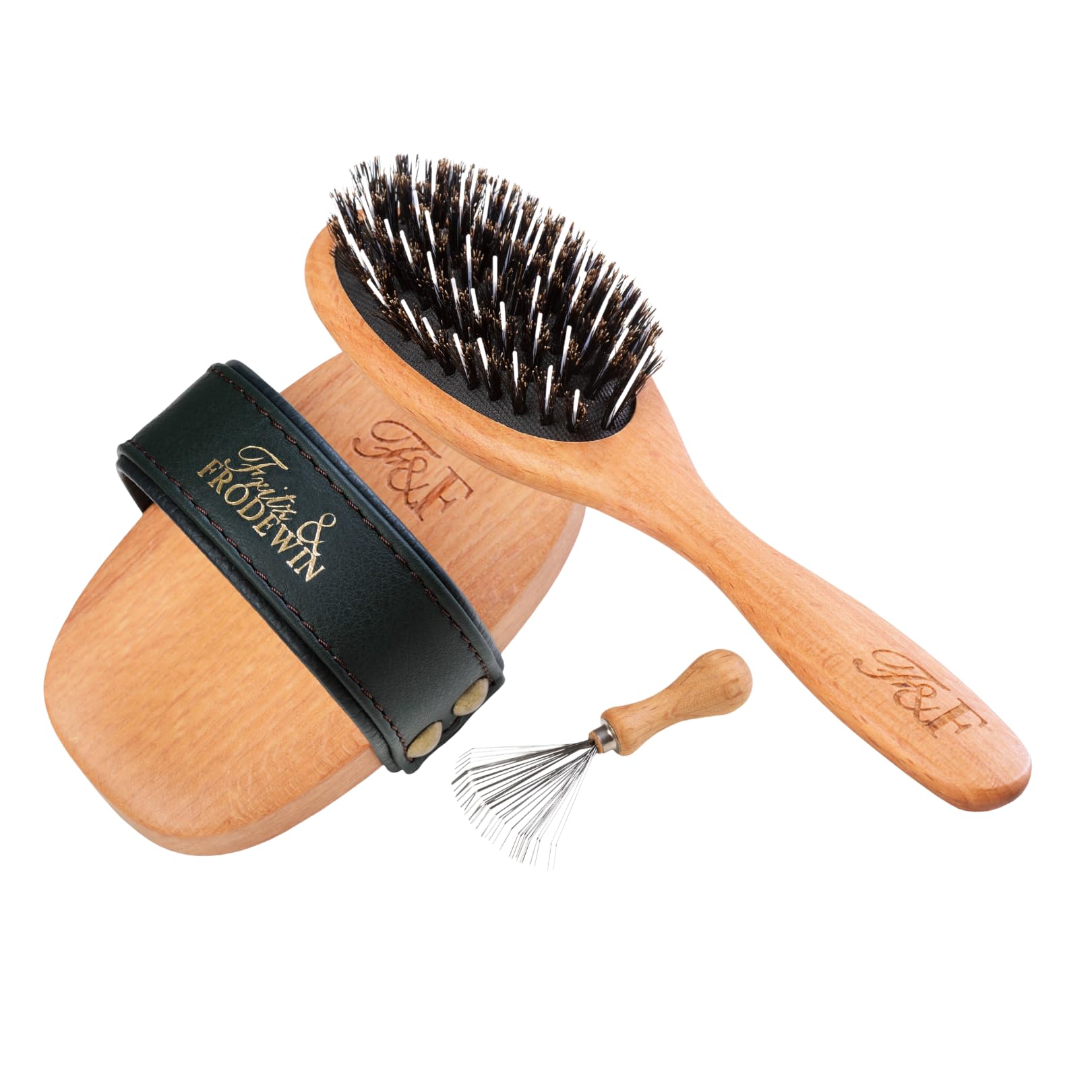 Fritz & Frodewin Hundebürsten-Set "Langhaar" | Premium Hundehaarbürsten | Fellbürsten | Für die tägliche Pflege | FSC zertifiziertes Holz | Gratis Bürstenreiniger | 100% Made in Germany