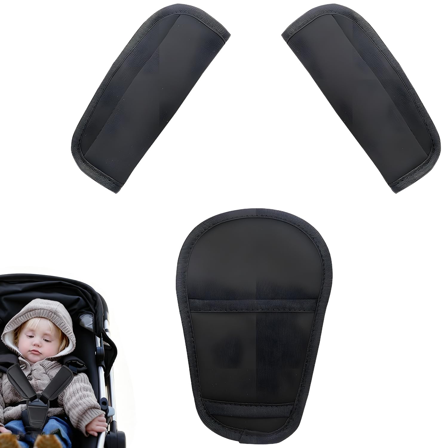 Altricorva 3-Piece Infant Seat Belt Cushion Set, Universal Soft Padding for Car Seats and Strollers, Gentle Support for Newborns and Toddlers