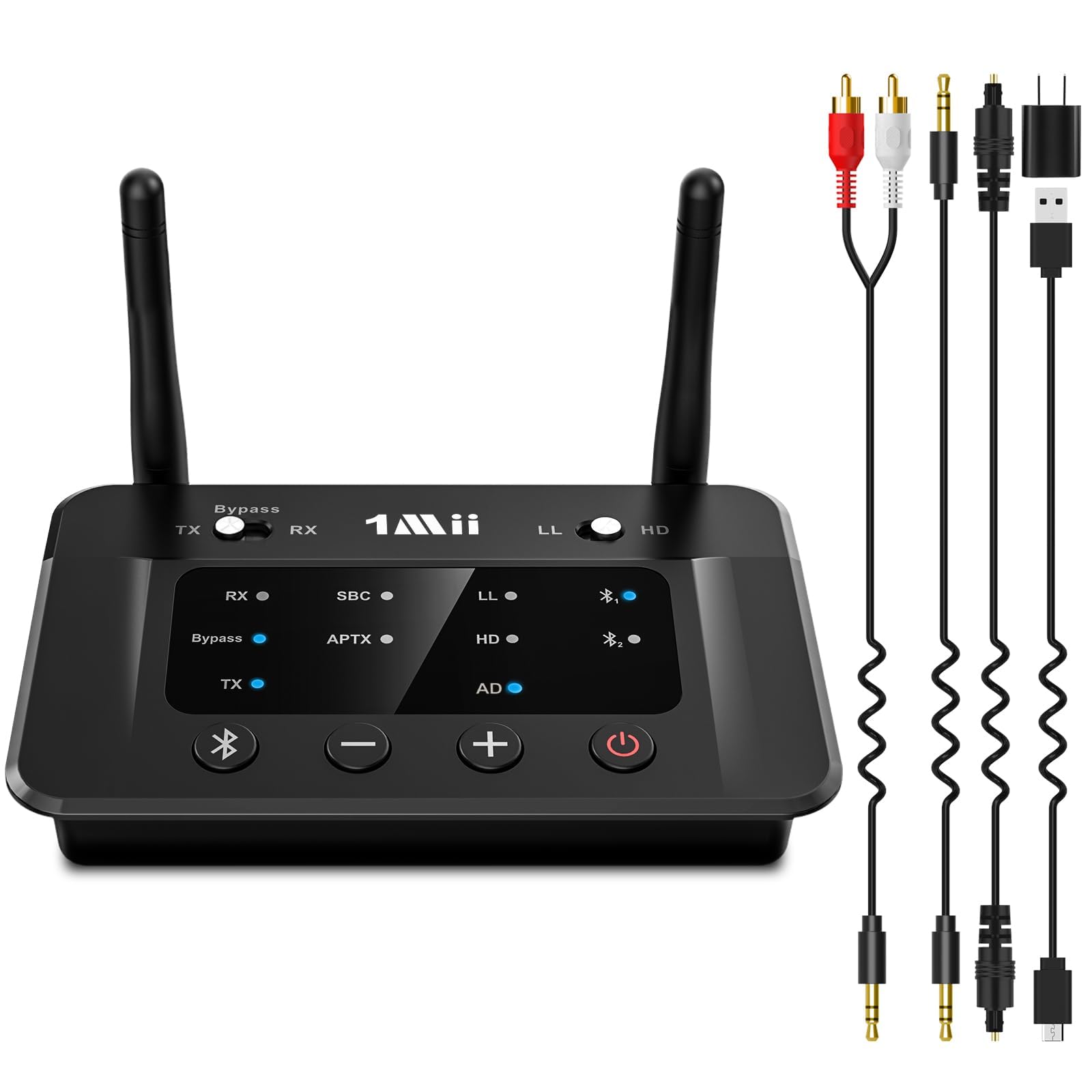 1Mii B03 Long Range Bluetooth 5.0 Transmitter Receiver for TV Home Stereo BT Headphones, aptX Low Latency Bluetooth Audio Adapter, Splitter for Wired & Wireless, Optical RCA AUX 3.5mm [Upgraded]-image-6