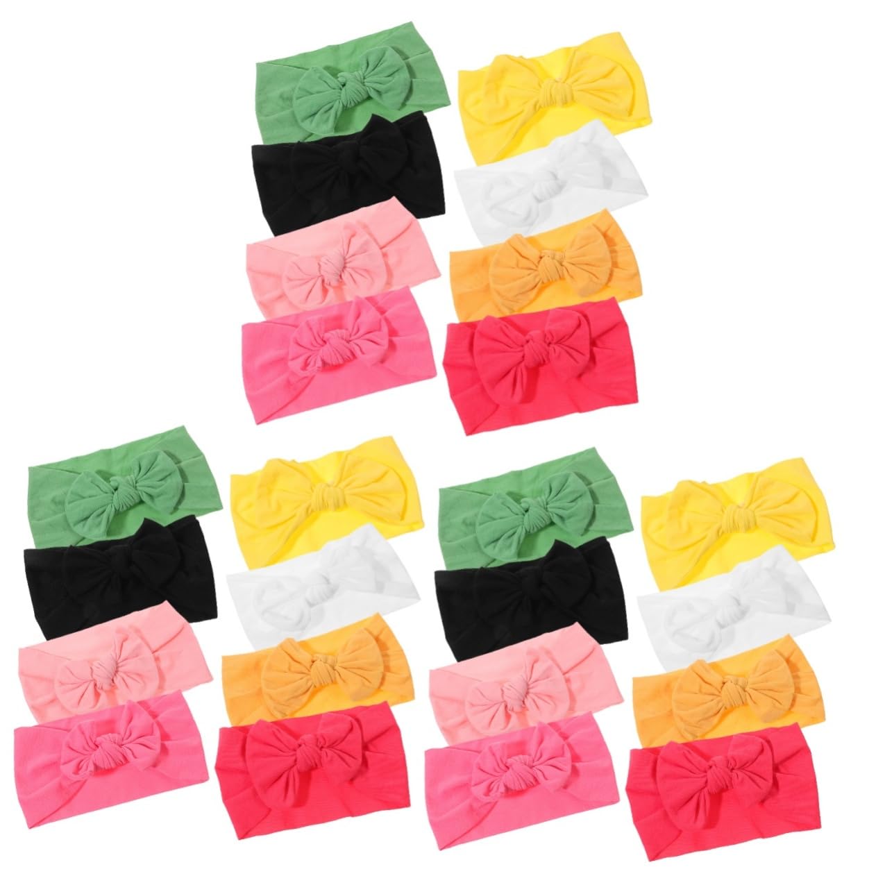 Beavorty 24pcs Hairbands Bows Elastic Turban Knot Headbands for Newborns and Toddlers Bright Colors Red Yellow Rose Red Lightweight and Comfortable Accessories