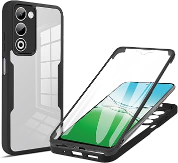 ILING Trasparente Case for Realme C75 4G / Realme 14X 5G, 360° Full Body Protection Shockproof Cover with Built-in Screen Protector, Ultra Thin Hard PC Silicone TPU Bumper Case (Black)
