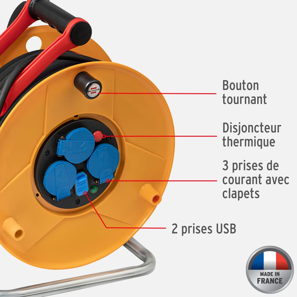 Brennenstuhl Enrouleur électrique Standard Pro USB A, 25m H07RN-F 3G2,5