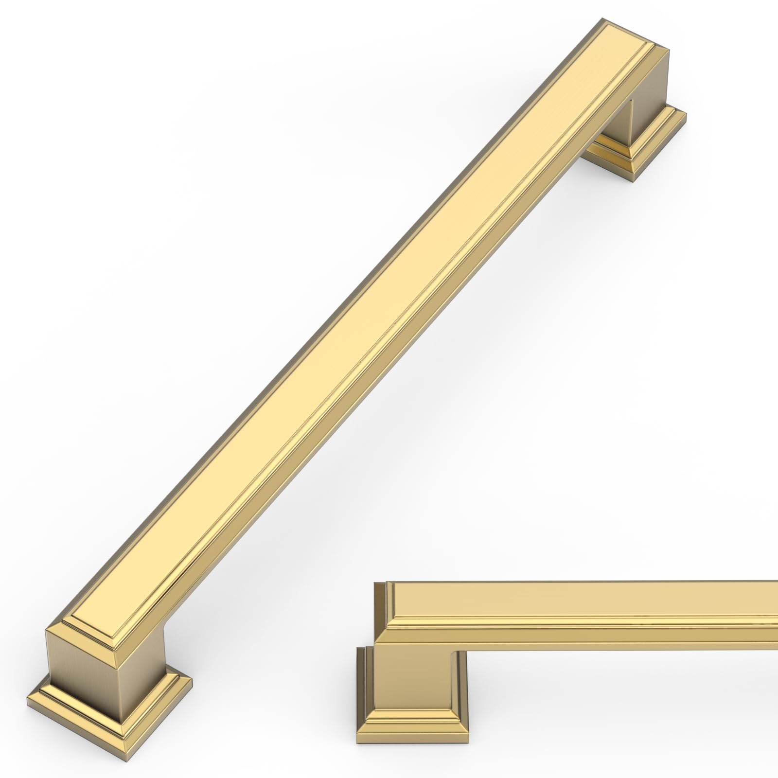 Amerdeco 6 Pack Champagne Bronze Cabinet Pulls, 6.3 Inch(160mm) Hole Centers Kitchen Cabinet Handles, Solid Zinc Alloy Cabinet Hardware Drawer Pulls for Dresser Cupboard Wardrobe,AM045