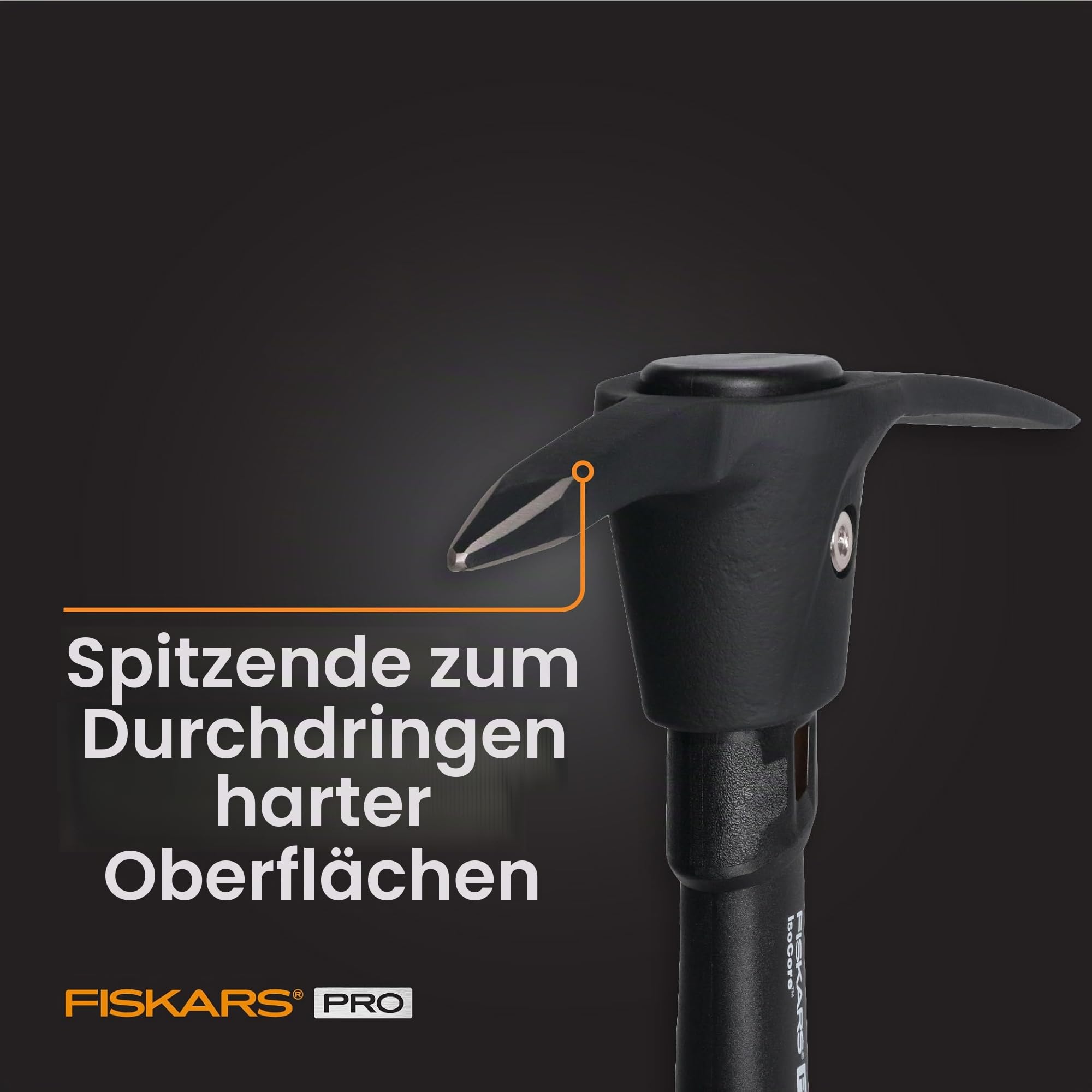 Fiskars 751220-1001 Pro IsoCore Hacke/Spitzhacke, 0,7 kg, Orange/Schwarz