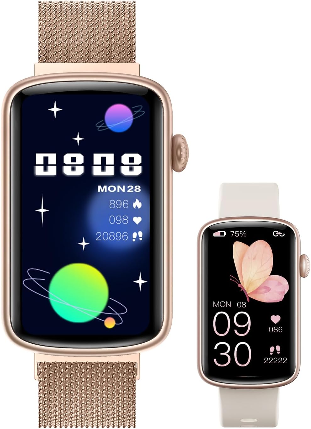 RUIMEN Fitness Tracker, Fitness Watches for Women Men with Heart Rate Monitor Blood Oxygen Sleep Tracker Pedometer, 1.47" Smart Watch Step Calorie Counter for Android iOS IP68 Waterproof, 2 Bands