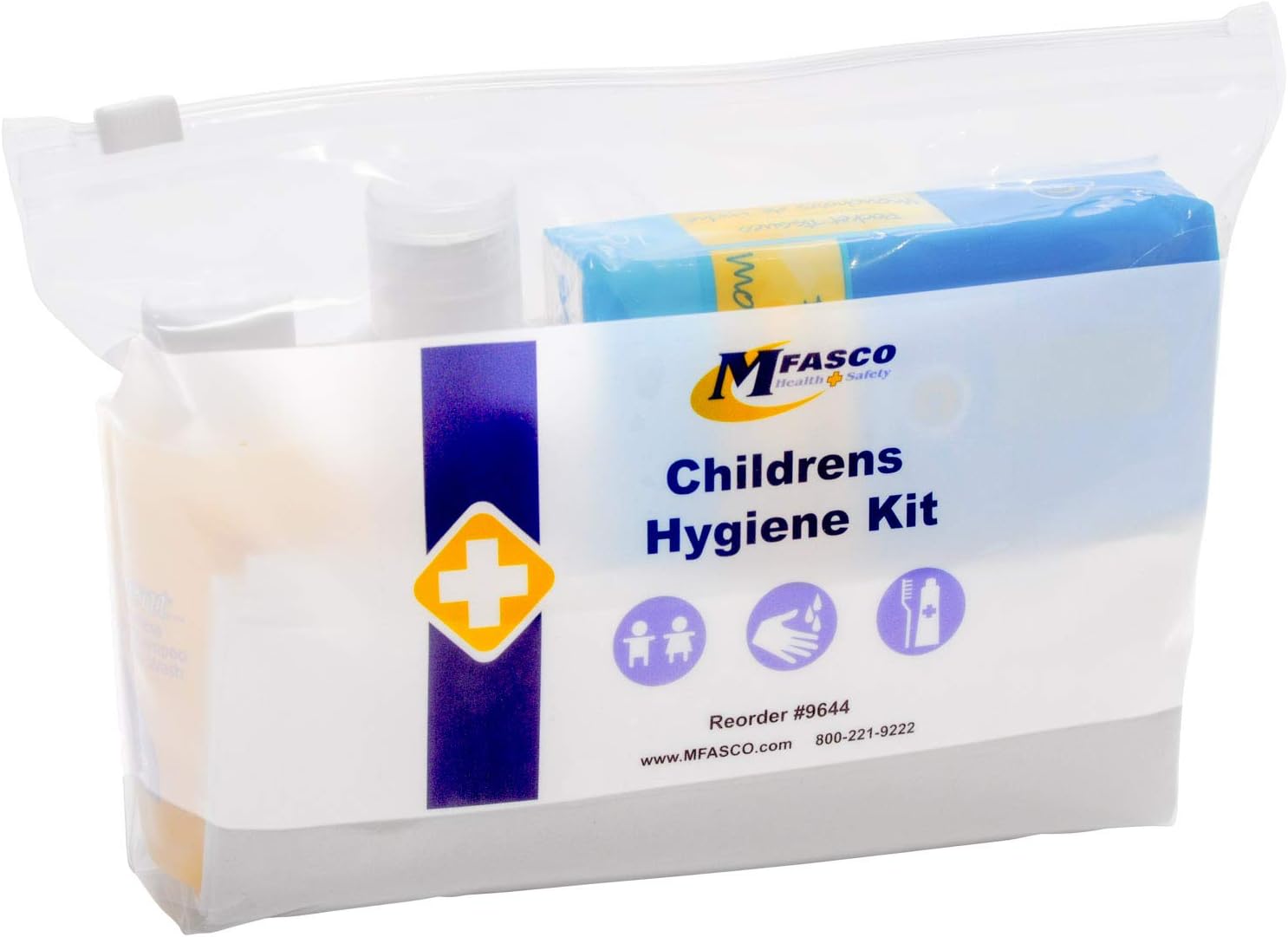 MFASCO Children's Hygiene Kit - Perfect for Homeless Shelters, Disaster Relief - Packed in Reseable Bag - Essential Supplies for Small Kids