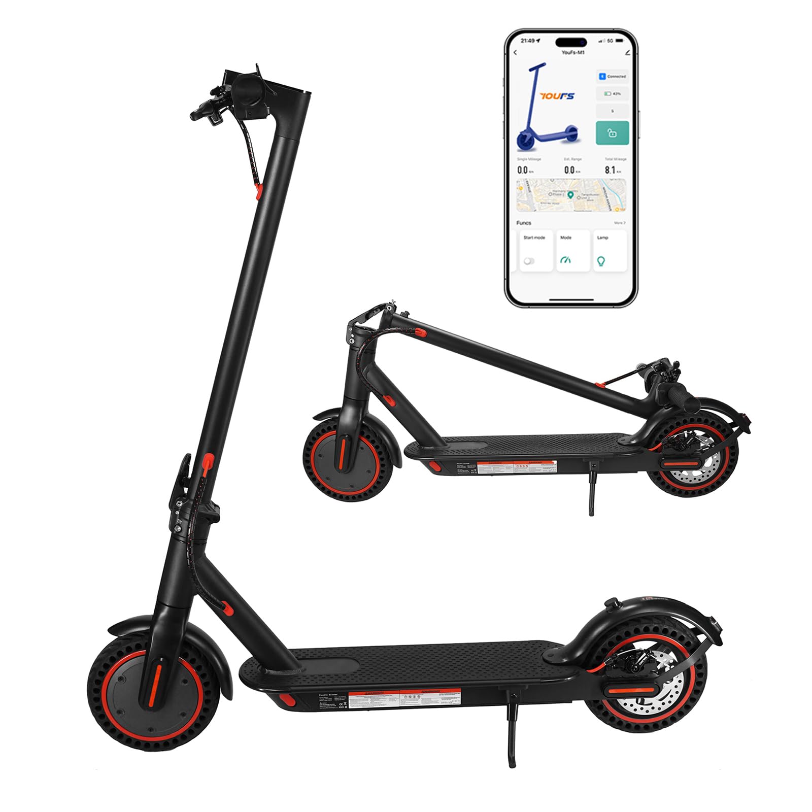 Electric Scooter for Adults 350W Motor Max Speed 19MPH 21 Miles Range 8 5 inch Tire Foldable 36V
