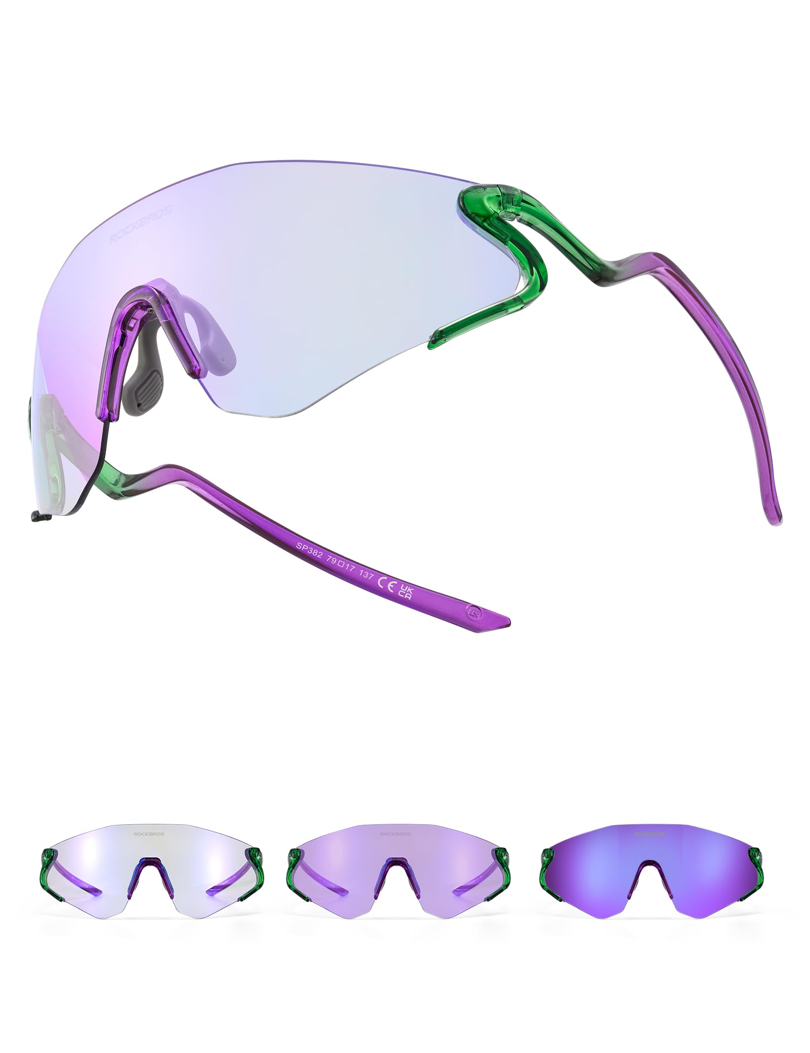 ROCKBROS Gafas de Ciclismo Fotocromáticas Ultraligeras de 24 g para Hombre Mujer, Gafas Deportivas TR90 con Protección UV400 para Correr Pesca