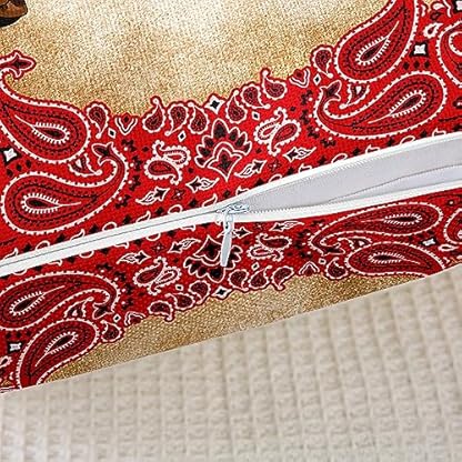 richhome Western Cowboy Stiefel Hut Wurf Kissenbezug, rote Paisley Blumen EthnicKissenbezug 40x40 für Büro, Vintage alte Papiermuster Kissenbezug im Freien Kissenbezug Single Pack – Bild 6
