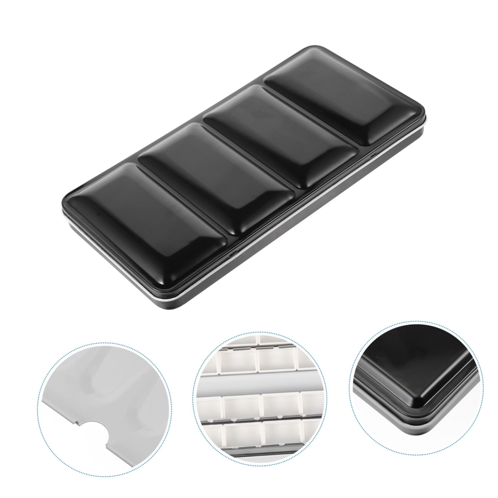 Boîte en Métal Noire Vide pour Aquarelle Grosse Capacité, Rangement Pratique pour Peintures à l'eau, pour Artistes et Loisirs Créatifs