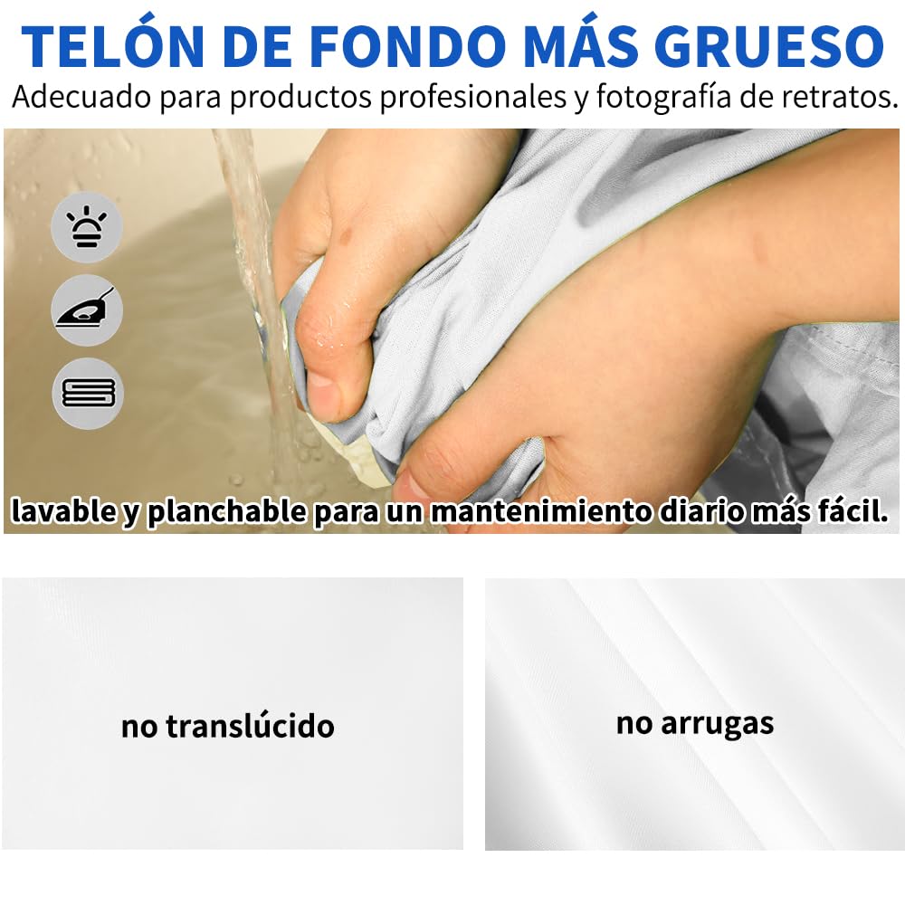 Fondo de pantalla de 7,87 x 13,12 pies con soporte, gran lienzo de fotografía portátil plegable plegable para rodaje de vídeo en estudio, fotografía de retrato de primer plano de producto
