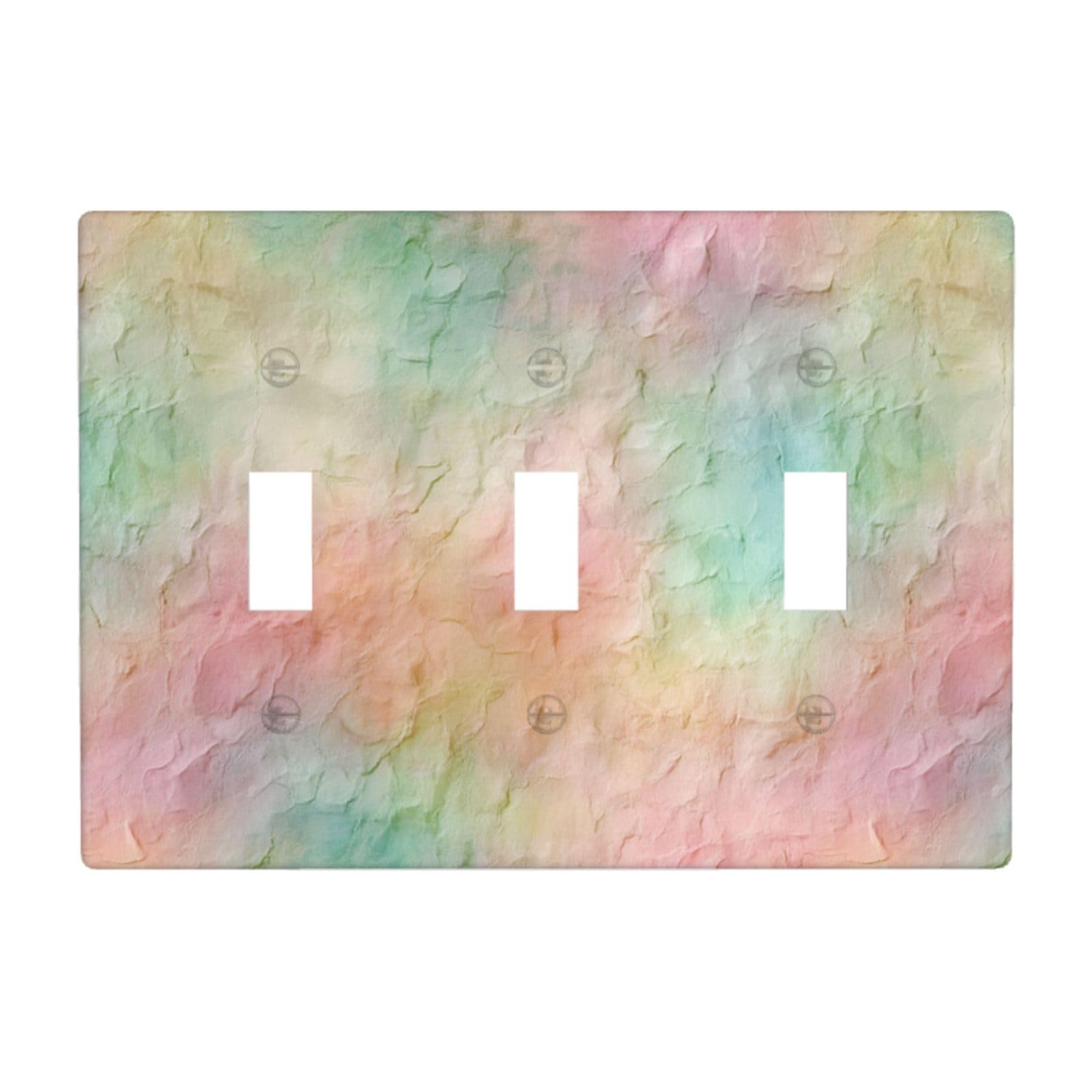 Pastel Petal Color Gradient Paper Texture Light Switch Covers 3 Gang Triple Toggle Wall Plate Switchplate Electrical Faceplate for Bathroom Kitchen Bedroom Decor