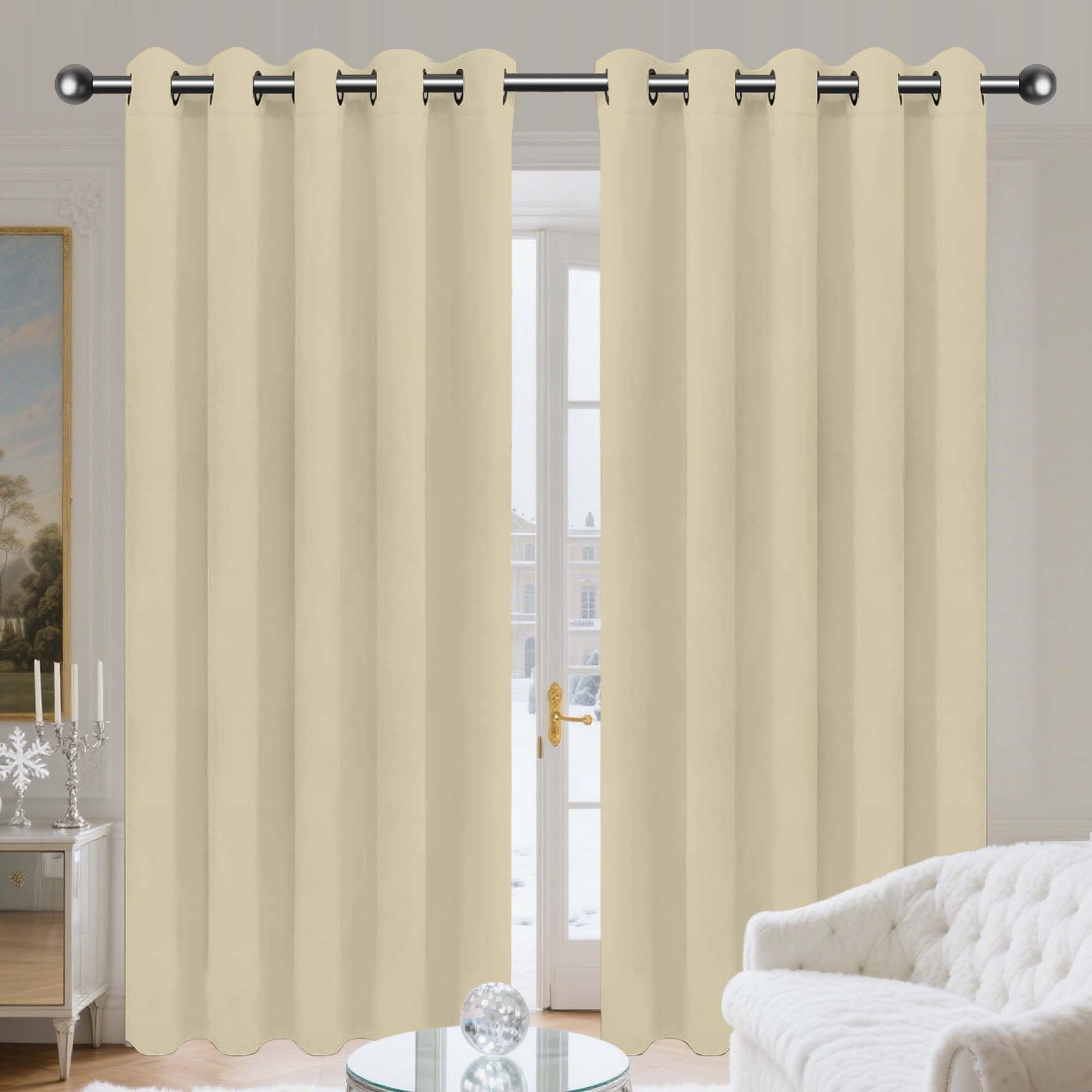 Rideau Occultant Anti Froid pour Grand Vitrage Thermique Beige 500x310