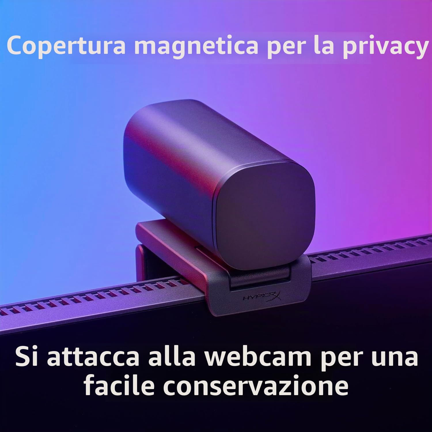 HyperX Vision S Webcam, 4K a 30 fps, FHD a 60 fps, Campo visivo fino a 90°, Sensore Sony Starvis 8 Megapixel, Ruotabile e Inclinabile, Windows Hello, Zoom, Teams, OBS, Discord, PC e Mac, Nero